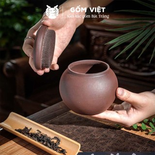 Hũ trà trà tử sa ATT cao cấp vuốt tay thủ công phong cách cổ điển - Gốm sứ Bát Tràng - Gốm Việt