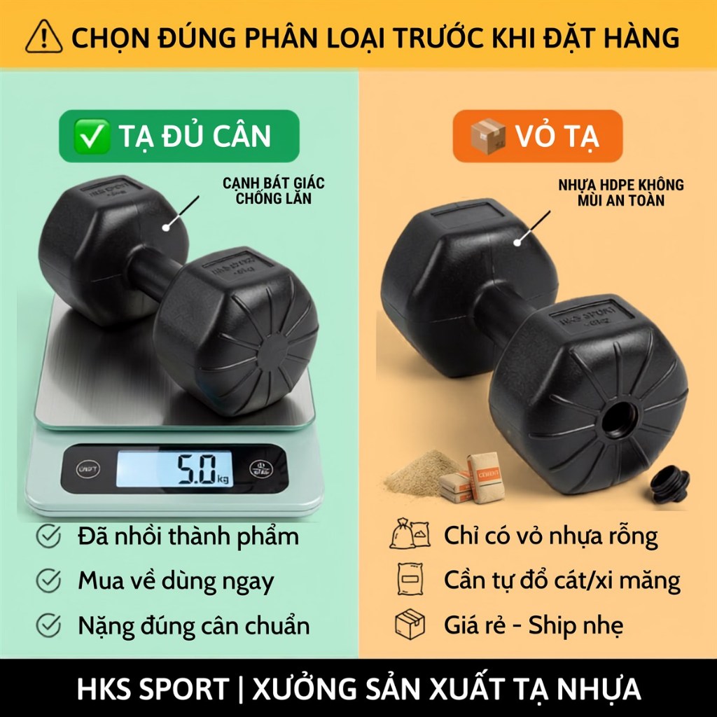 Tạ tay bọc nhựa cao cấp loại 1 mẫu mới 2026 (1kg, 2kg, 3kg, 4kg, 5kg, 6kg, 7kg,8kg)