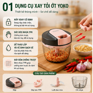 Dụng Cụ Xay Tỏi Ớt Inochi: Nhanh Chóng, Tiện Lợi, Cao Cấp - Biến Hóa Món Ăn