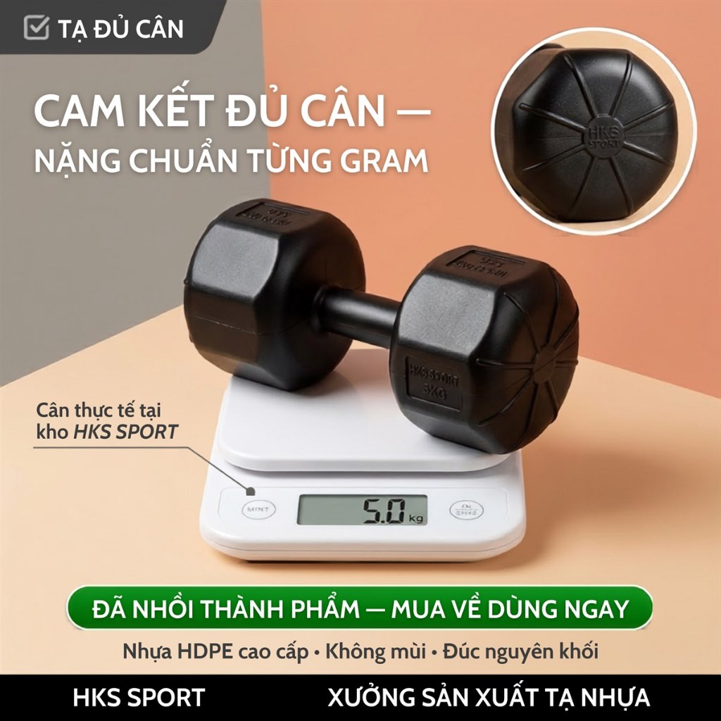 Tạ tay bọc nhựa cao cấp loại 1 mẫu mới 2026 (1kg, 2kg, 3kg, 4kg, 5kg, 6kg, 7kg,8kg)
