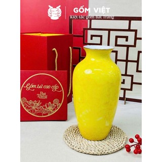Bình, lọ hoa vân đá nhiều màu sắc cao 30cm, vành miệng chỉ vàng kim - Gốm sứ Bát Tràng - Gốm Việt