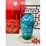 Bình, lọ hoa vân đá nhiều màu sắc cao 30cm, vành miệng chỉ vàng kim - Gốm sứ Bát Tràng - Gốm Việt — ảnh 5