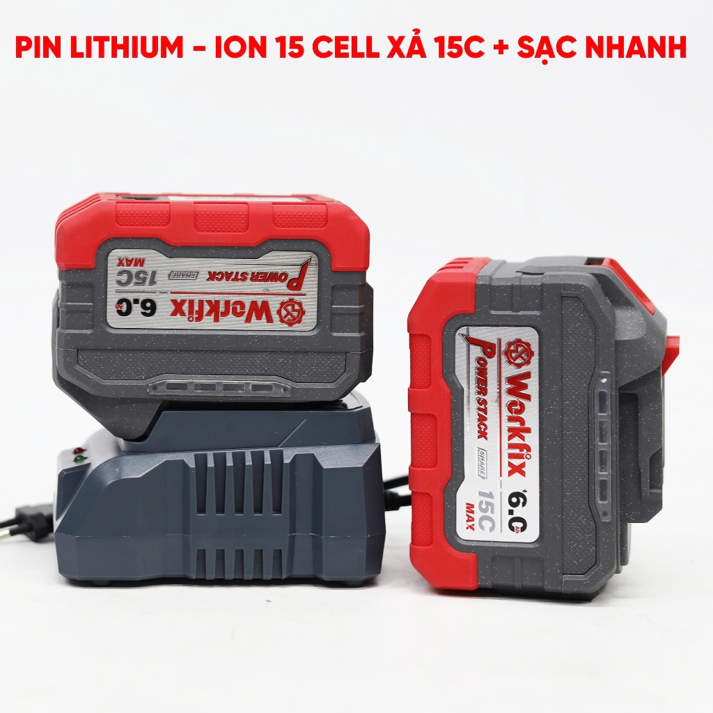 TẶNG ĐẦU CHUYỂN - Máy siết bulong Workfix WF-IW2350PRO (2350N.m) Không chổi than 2 pin 15 Cell - Máy siết ốc hạng nặng