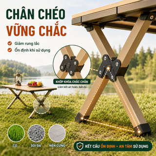 Bộ bàn trứng cuộn ghế Kermit gấp, bộ đồ nghề cắm trại đầy đủ tiện lợi cho đi dã ngoại, nướng BBQ ngoài trời.