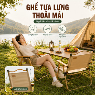 Bộ bàn trứng cuộn ghế Kermit gấp, bộ đồ nghề cắm trại đầy đủ tiện lợi cho đi dã ngoại, nướng BBQ ngoài trời.