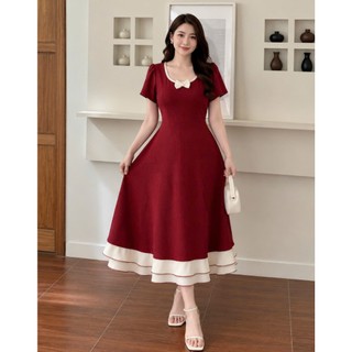 Đầm Mặc Tết BigSize Nữ Dáng Ngắn & Dài, Tay Ngắn Cổ Nơ, Chất Liệu Ruby Hàn Mềm Mát 58-92kg A692-A693