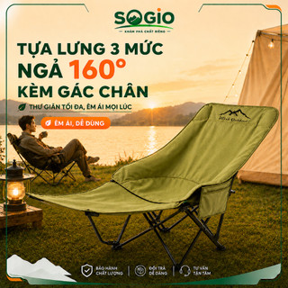 Ghế Camping Ngả Lưng 3 Nấc Có Gác Chân, Ghế Xếp Gọn Dã Ngoại Văn Phòng Chịu Lực Cao Cấp