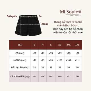 Quần Short Kaki Bigsize Cạp Cao Dáng A, Quần Đùi Nữ Basic Tôn Dáng Che Bụng Misoul 563