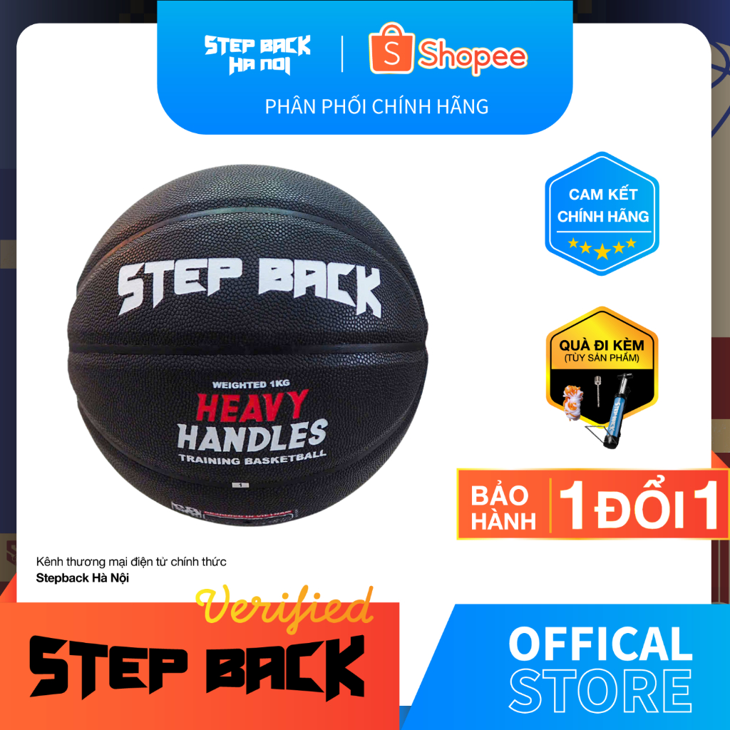 Bóng rổ tập luyện Stepback Heavy Handles 1kg size 7 tăng lực tay và kiểm soát bóng