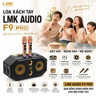 Loa Xách Tay  F9 Pro - 8 Loa 8 Đường Tiếng, 2 Bass 20cm Cực Mạnh 4 Treble 2 Trung, Bộ Xử Lý DSP Echo, Delay, Rever