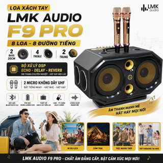 Loa Xách Tay  F9 Pro - 8 Loa 8 Đường Tiếng, 2 Bass 20cm Cực Mạnh 4 Treble 2 Trung, Bộ Xử Lý DSP Echo, Delay, Rever