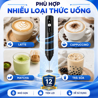 Máy Đánh Bọt Cà Phê Mini Cầm Tay, Máy Tạo Bọt Sữa Pha Cà Phê Matcha Đánh Trứng, Bảo hành 12 tháng