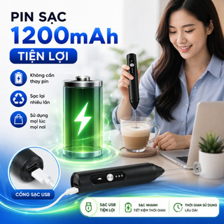 Máy Đánh Bọt Cà Phê Mini Cầm Tay, Máy Tạo Bọt Sữa Pha Cà Phê Matcha Đánh Trứng, Bảo hành 12 tháng