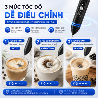 Máy Đánh Bọt Cà Phê Mini Cầm Tay, Máy Tạo Bọt Sữa Pha Cà Phê Matcha Đánh Trứng, Bảo hành 12 tháng