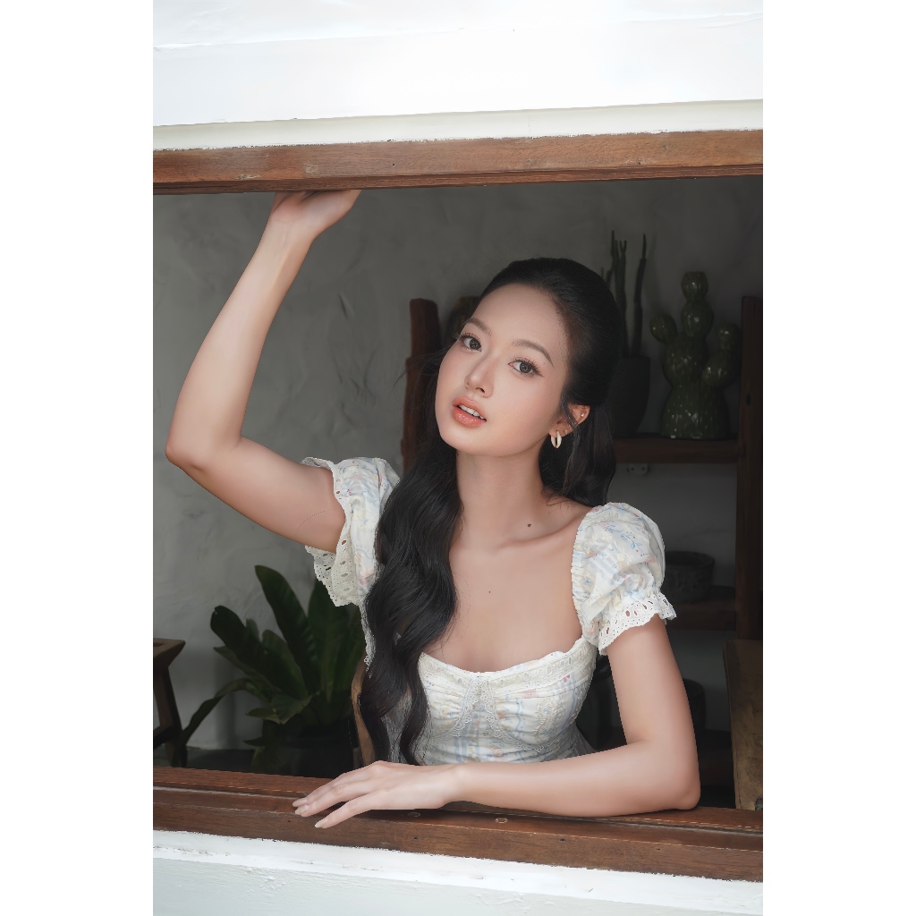 Orli Label | Lani Shirt | Áo ren thô sọc xanh
