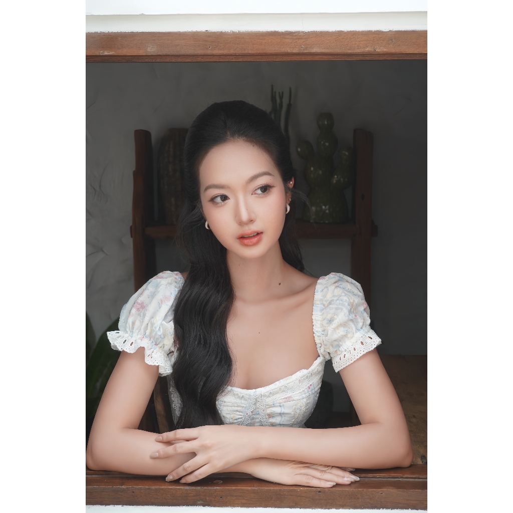 Orli Label | Lani Shirt | Áo ren thô sọc xanh