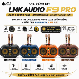 Loa Xách Tay  F9 Pro - 8 Loa 8 Đường Tiếng, 2 Bass 20cm Cực Mạnh 4 Treble 2 Trung, Bộ Xử Lý DSP Echo, Delay, Rever