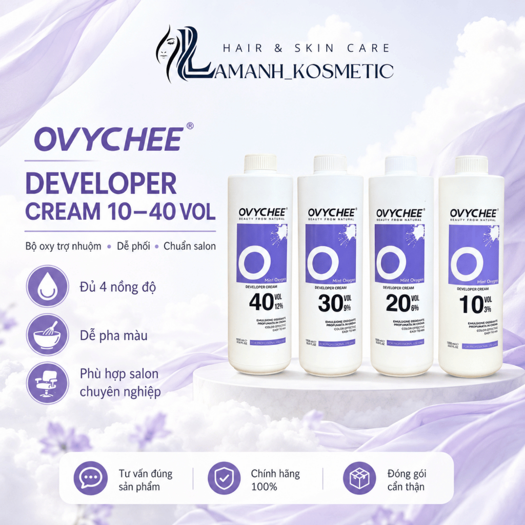Oxy Trợ Nhuộm OVYCHEE Developer Cream 1000ml | 3% 6% 9% 12%, Kem Oxy Pha Thuốc Nhuộm Chuyên Dùng Salon.