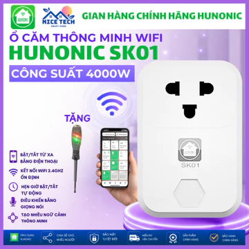 Ổ Cắm SK01, Ổ Cắm Thông Minh Wifi Hunonic, Ổ Cắm Hẹn Giờ Từ Xa, Điều Khiển Mọi Thiết Bị Từ Xa