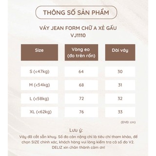 DELIZ - Váy jean nữ cạp cao dáng chữ A xẻ gấu tôn dáng phong cách Hàn Quốc dễ phối đồ VJ1110 (đã cắt sẵn khuy)