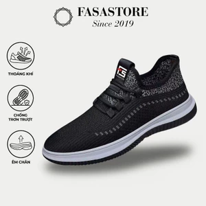 Giày Thể Thao Nam FASASTORE Vải Lưới Thoáng Khí Đế Cao Su Chống Trơn Trượt Kiểu Lười Êm Nhẹ