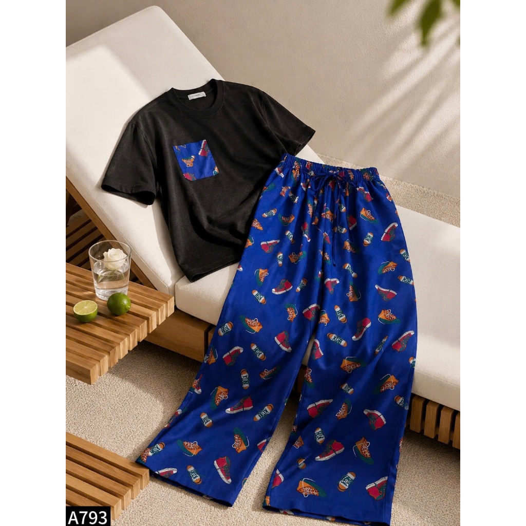 Set bộ áo thun + quần lanh nhiều màu A793