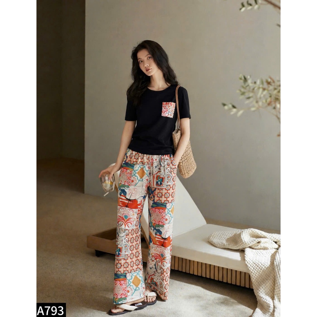Set bộ áo thun + quần lanh nhiều màu A793