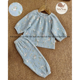 Bộ Xô dài tay chun cổ siêu xinh chất liệu xô múlin cho bé
