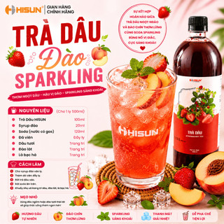 [Cốt Pha Sẵn] Trà Dâu Hisun 1 Lít - HSD: 09/10/2026 – Nền Pha Chế Trà Dâu, Trà Dâu Tắc, Trà Sữa Dâu