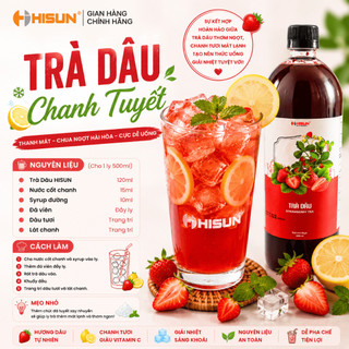 [Cốt Pha Sẵn] Trà Dâu Hisun 1 Lít - HSD: 09/10/2026 – Nền Pha Chế Trà Dâu, Trà Dâu Tắc, Trà Sữa Dâu