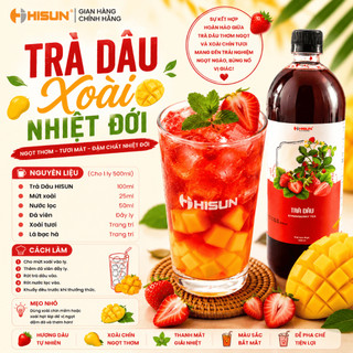[Cốt Pha Sẵn] Trà Dâu Hisun 1 Lít - HSD: 09/10/2026 – Nền Pha Chế Trà Dâu, Trà Dâu Tắc, Trà Sữa Dâu