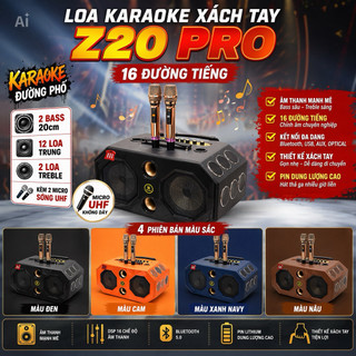 Loa Karaoke Xách Tay Z20 Pro 16 Đường Tiếng, Công Xuất 950W, 2 Bass 20cm, 12 Loa Trung, Kèm 2 Micro UHF Hát Nhẹ Không Hú