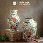 Bình, lọ hoa vẽ tay họa tiết chim én đậu giữa vườn hoa ngũ sắc cao cấp - Gốm sứ Bát Tràng - Gốm Việt — ảnh 7