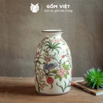 Bình, lọ hoa vẽ tay họa tiết chim én đậu giữa vườn hoa ngũ sắc cao cấp - Gốm sứ Bát Tràng - Gốm Việt — ảnh 3