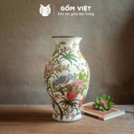 Bình, lọ hoa vẽ tay họa tiết chim én đậu giữa vườn hoa ngũ sắc cao cấp - Gốm sứ Bát Tràng - Gốm Việt — ảnh 4