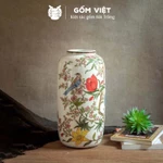 Bình, lọ hoa vẽ tay họa tiết chim én đậu giữa vườn hoa ngũ sắc cao cấp - Gốm sứ Bát Tràng - Gốm Việt — ảnh 2