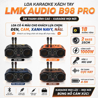 Loa Karaoke Xách Tay LMK Audio B98 Pro 18 Đường Tiếng - 2 Bass 25cm, Công Xuất 1000W, Kèm 2 Míc UHF, Âm Thanh Cực Hay