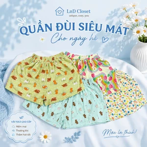Quần đùi nữ dễ thương mặc nhà chất vải tole (lanh) thoáng mát - LnD Closet