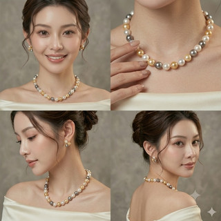 [N995] Vòng Cổ Ngọc Trai Mix Màu Trắng Xám Vàng, Dây Chuyền Ngọc Trai Thân Tạo, Chuỗi Hạt Ngọc - DAISYN