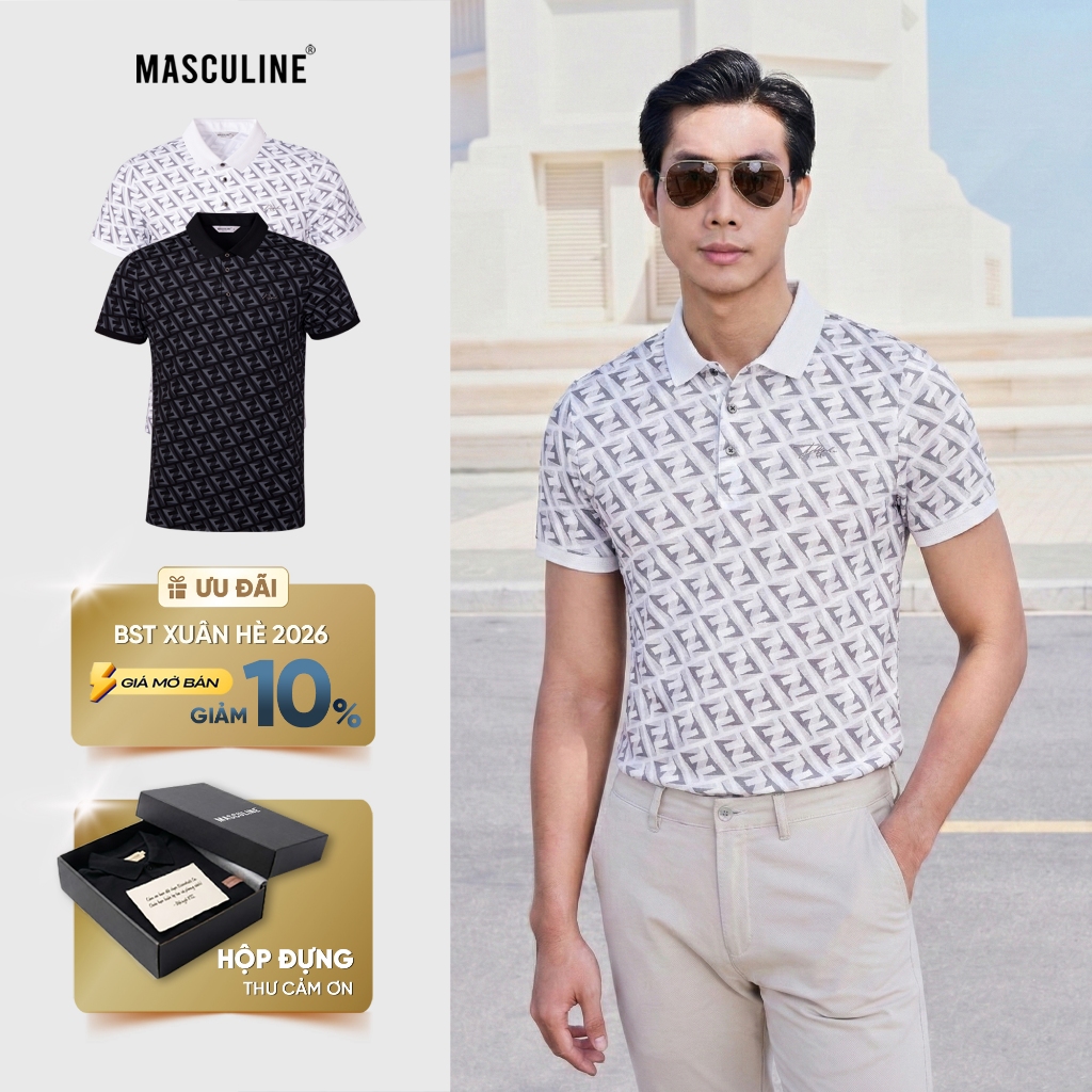Áo polo nam cao cấp MASCULINE APL609 tơ tằm thoáng mát co giãn nhẹ dáng Slim Fit