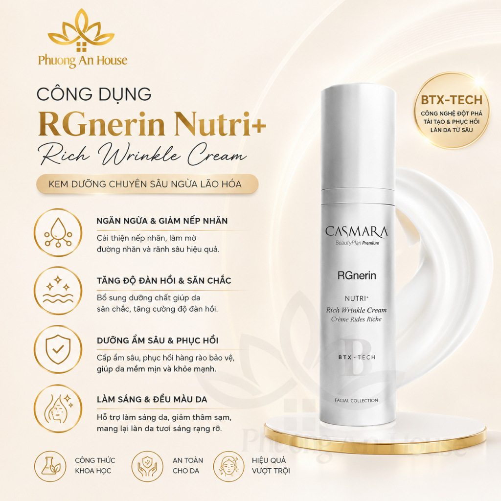 Combo Serum & Kem Dưỡng CASMARA RGnerin BTX-Tech Hỗ Trợ Mờ Nếp Nhăn, Dưỡng Ẩm, Tăng Đàn Hồi Da