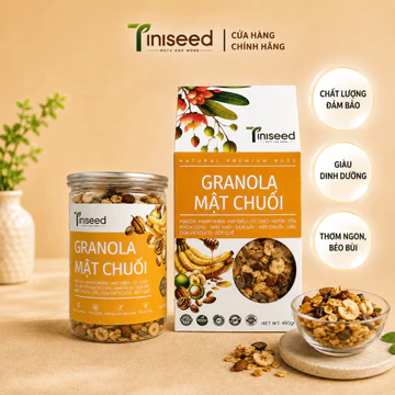 Granola Mật Chuối TINISEED Đường Huyết Thấp , Ngũ Cốc Dinh Dưỡng, Ngũ Cốc Ăn Sáng Tiện Lợi