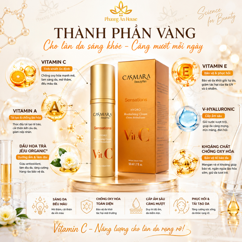 Bộ Đôi Casmara Vit-C Sensations Vitamin C | Dưỡng Sáng, Cấp Ẩm, Phục Hồi Da Xỉn Màu