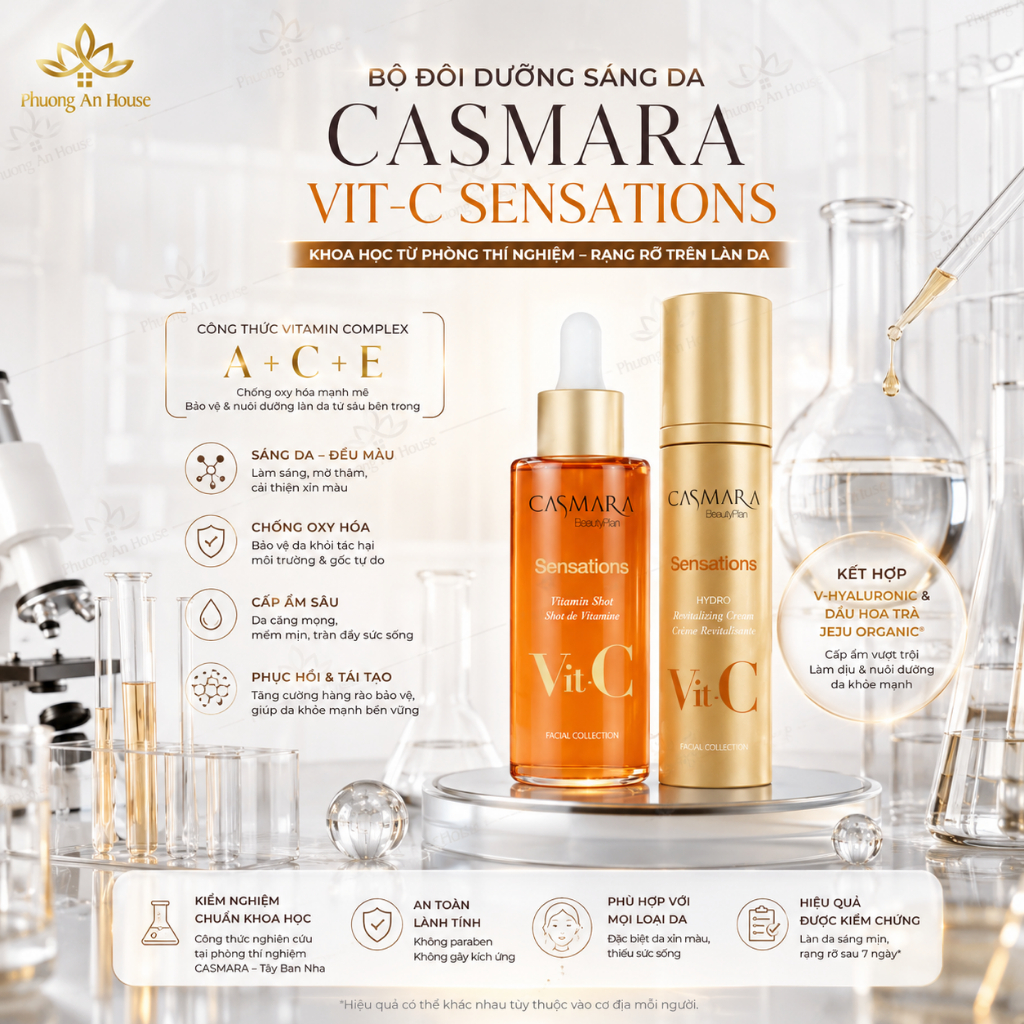Bộ Đôi Casmara Vit-C Sensations Vitamin C | Dưỡng Sáng, Cấp Ẩm, Phục Hồi Da Xỉn Màu