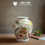 Bình, lọ hoa vẽ tay họa tiết chim én đậu giữa vườn hoa ngũ sắc cao cấp - Gốm sứ Bát Tràng - Gốm Việt — ảnh 5