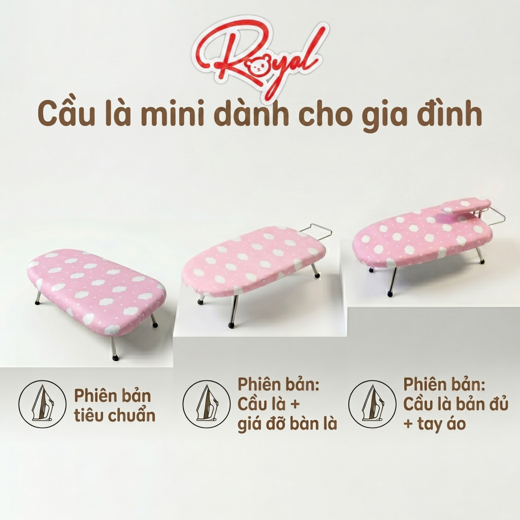 Bàn Để Ủi Quần Áo Royal Kích Thước Nhỏ Dễ Dàng Cất Gọn Giúp Tối Ưu Không Gian Kèm Lớp Lót Cotton Chống Bỏng