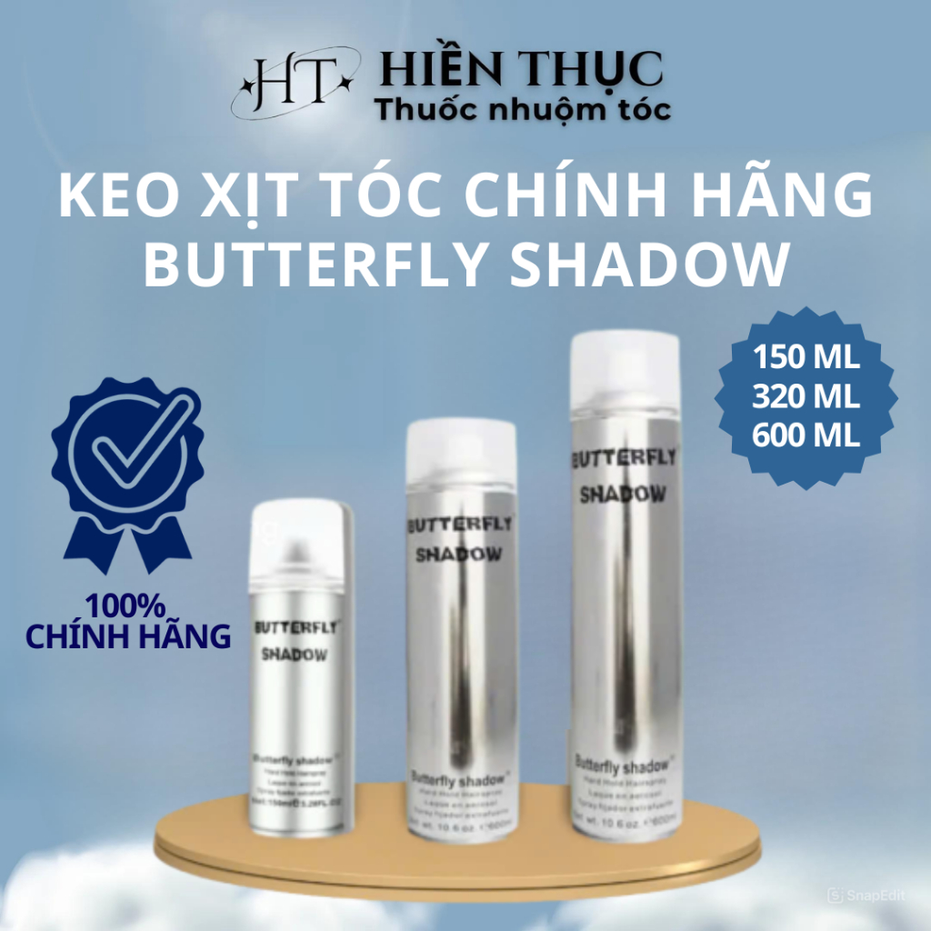 Keo xịt tóc Butterfly Shadow 150ml 320ml 600ml Chính hãng, Gôm bạc giữ nếp tạo kiểu nam nữ GM01