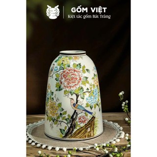 Bình, lọ hoa vẽ tay họa tiết chim phượng hoàng đậu giữa vườn hoa phú quý cao cấp - Gốm sứ Bát Tràng - Gốm Việt