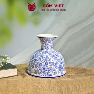 Bình, lọ hoa vẽ tay họa tiết vườn dây hoa lam nở rộ cao cấp - Gốm sứ Bát Tràng - Gốm Việt