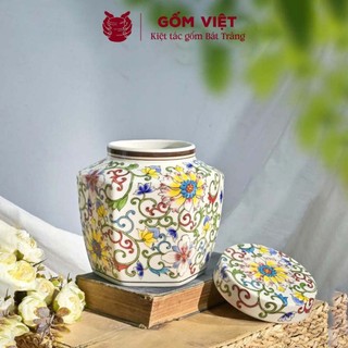 Bình, lọ hoa vẽ tay họa tiết vườn hoa dây leo nở rộ cao cấp - Gốm sứ Bát Tràng - Gốm Việt